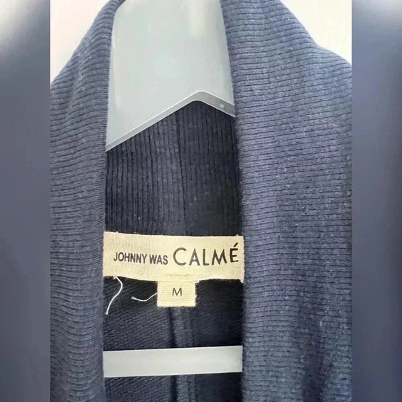 JOHNNY WAS BLUE FLEECE LONG DRAPED CARDIGAN SIZE M - Picture 3 of 4